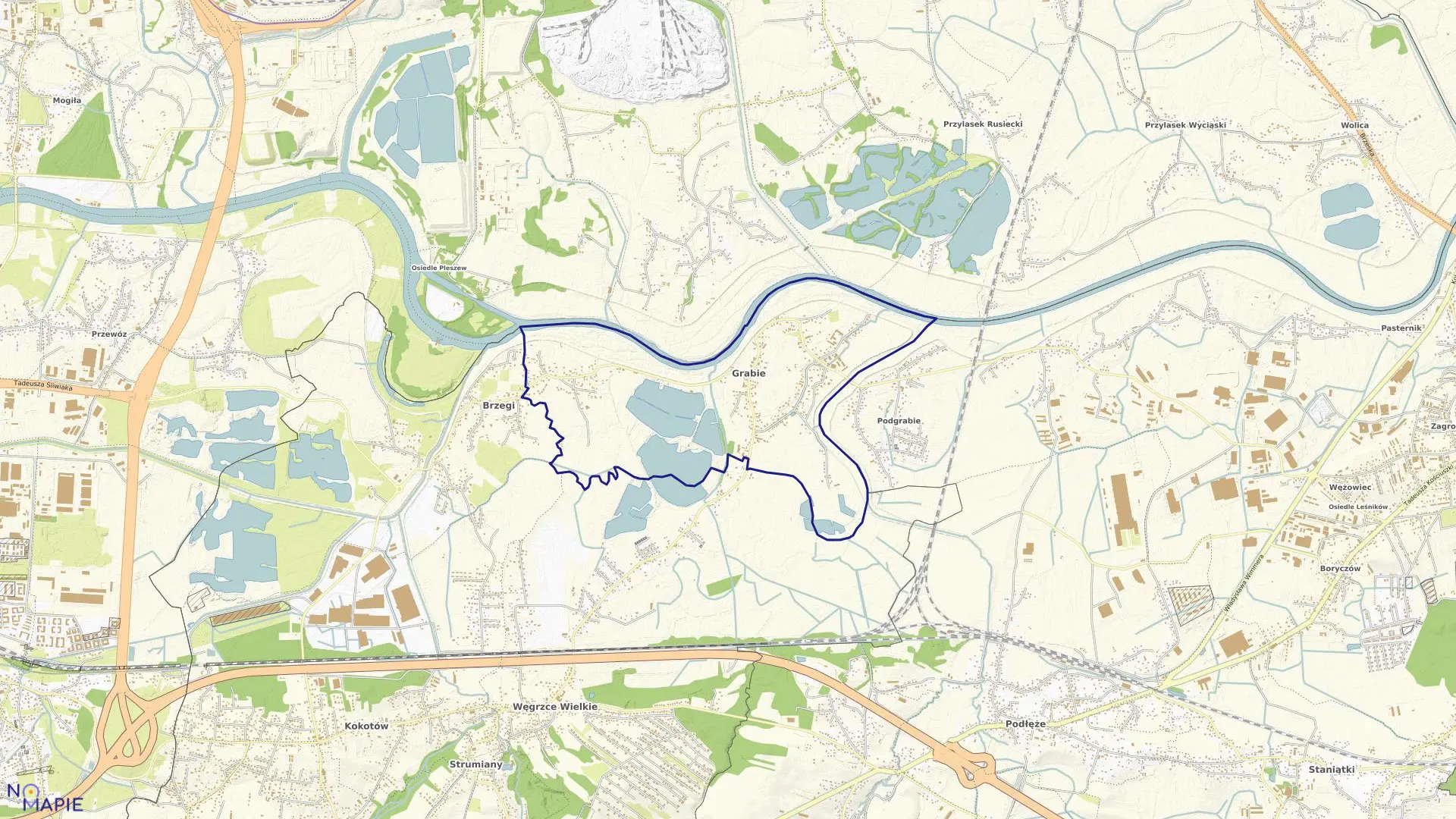 Mapa obrębu Grabie w gminie Wieliczka